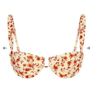 Monday Swimwear Floral Bikini Top - Cream and Red